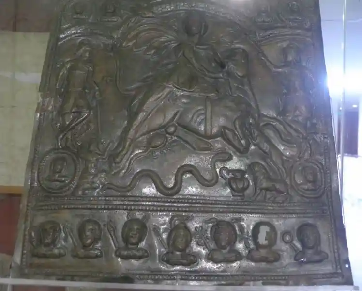 Bronze plaque with the representation of Mithras killing the bull Bronze plaque with the representation of Mithras killing the bull